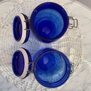 Vintage Kitchen - Pair of Vintage Cobalt Blue Glass Storage Jars Vintage Kitchen - Pair of Vintage Cobalt Blue Glass Storage Jars